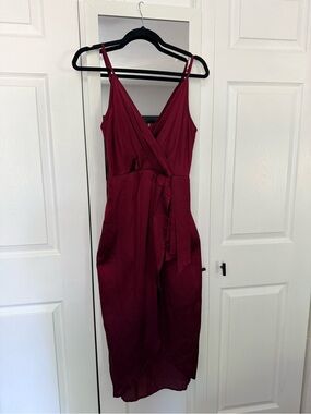 Nasty Gal Burgundy Wrap Midi Dress